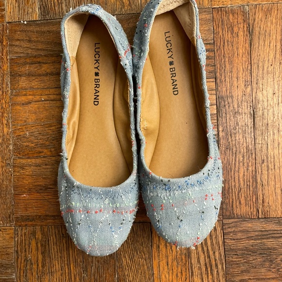 Lucky Brand Emmie Ballet Flats Size 8.5 in Light Blue Multi Worn ONCE, Like New! - Picture 2 of 3